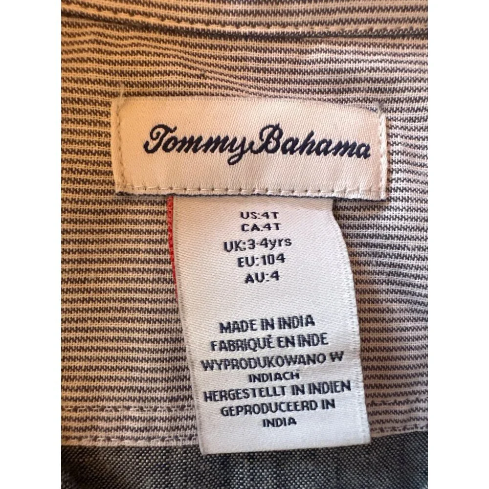 Tommy Bahama Boys Chambray Button-Up Shirt 4T‎ Long Sleeve Casual  Cotton Gray